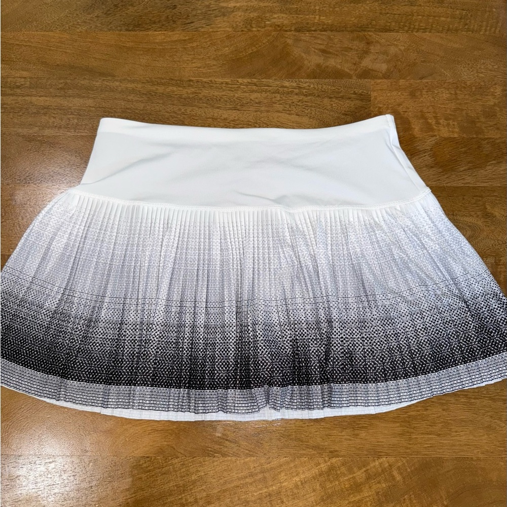K-Swiss White and Gray Pleated Skater Mini Skirt